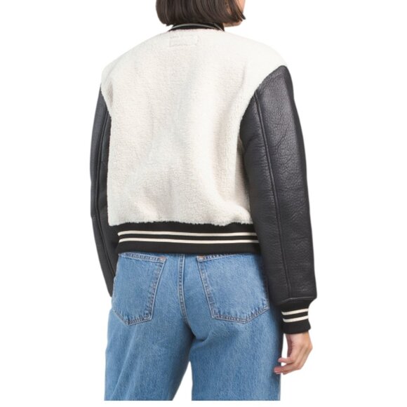 BLANK NYC Beige/Black Sherpa Bonded Bomber Jacket - Picture 2 of 2